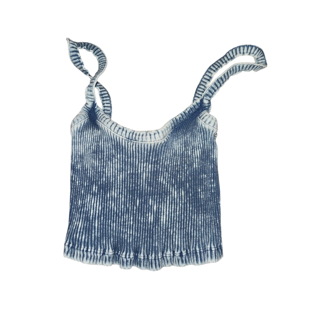 Zara Blue and White Ribbed Top